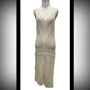 Lascana Tie Neck Crochet Knit Swim Cover up